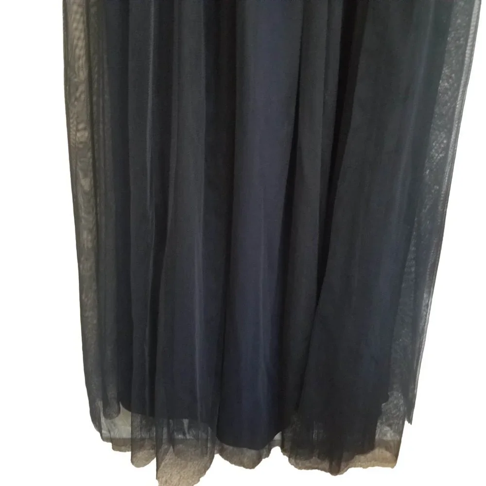 Alex Evenings Crinkle Taffeta Mock Dress Gown Navy Midnight NWOT Size 10 - Picture 9 of 10